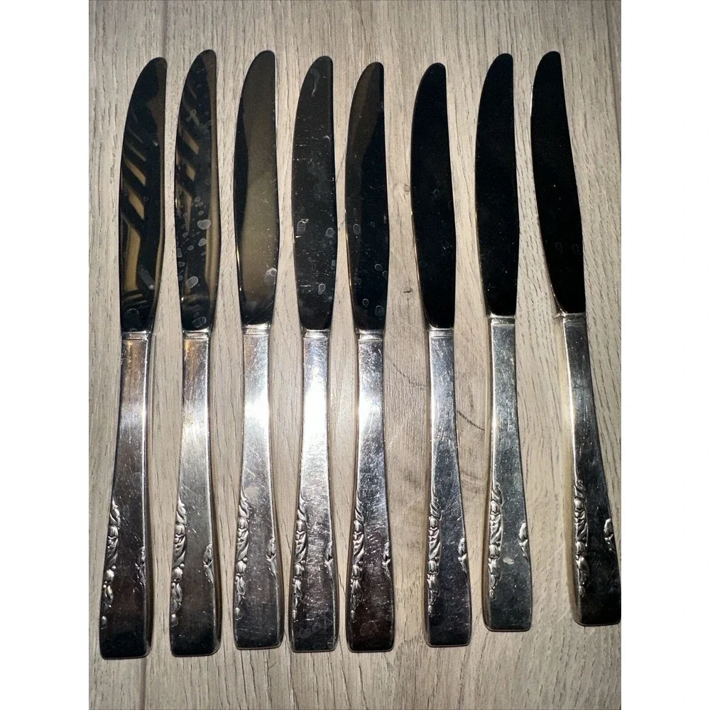 8 Dinner Knives Flat 1881 Rogers Oneida Proposal Silverplate Knife‎
